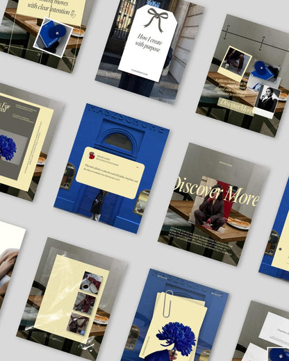 Blue Yellow Canva Instagram Templates | Cobalt Blue Butter Yellow luxury | Editable Social Media for Business Owners Aesthetic Editorial