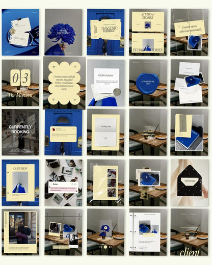 Canva Instagram Templates | Blue Yellow Business Social Media (41 Posts)