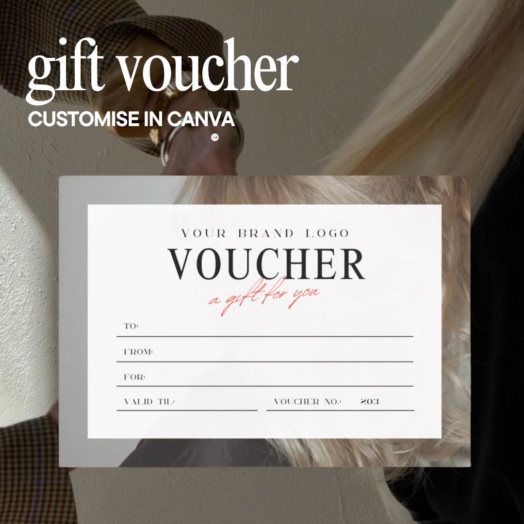 Editable Hair Salon Gift Voucher Template, Hair Stylist Templates, Hair Salon Gift Voucher, Hair Stylist Gift Card Canva