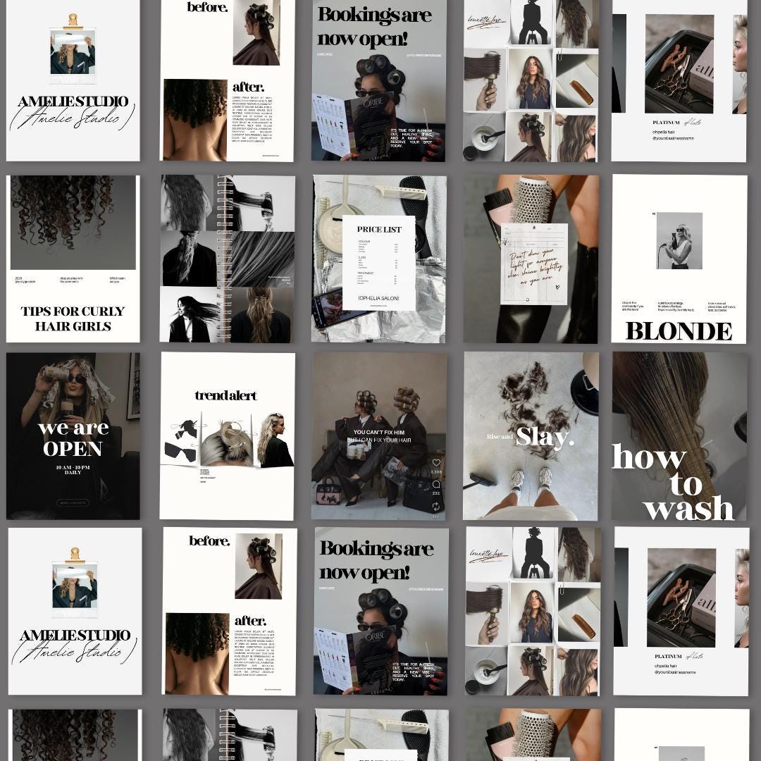Hairstylist Templates | Hairdresser Instagram Post | Hair Salon Social Media Posts | Hair Stylist Templates | Hair Instagram Canva Posts IG