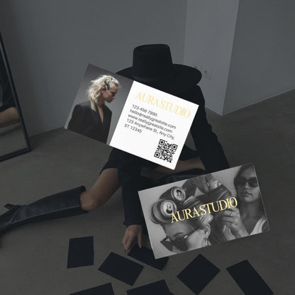 Modern Hair Stylist Business Card Template, Beauty Salon Card for Yellow Black, Luxury Modern Hair Stylist Business Card, DIY Canva