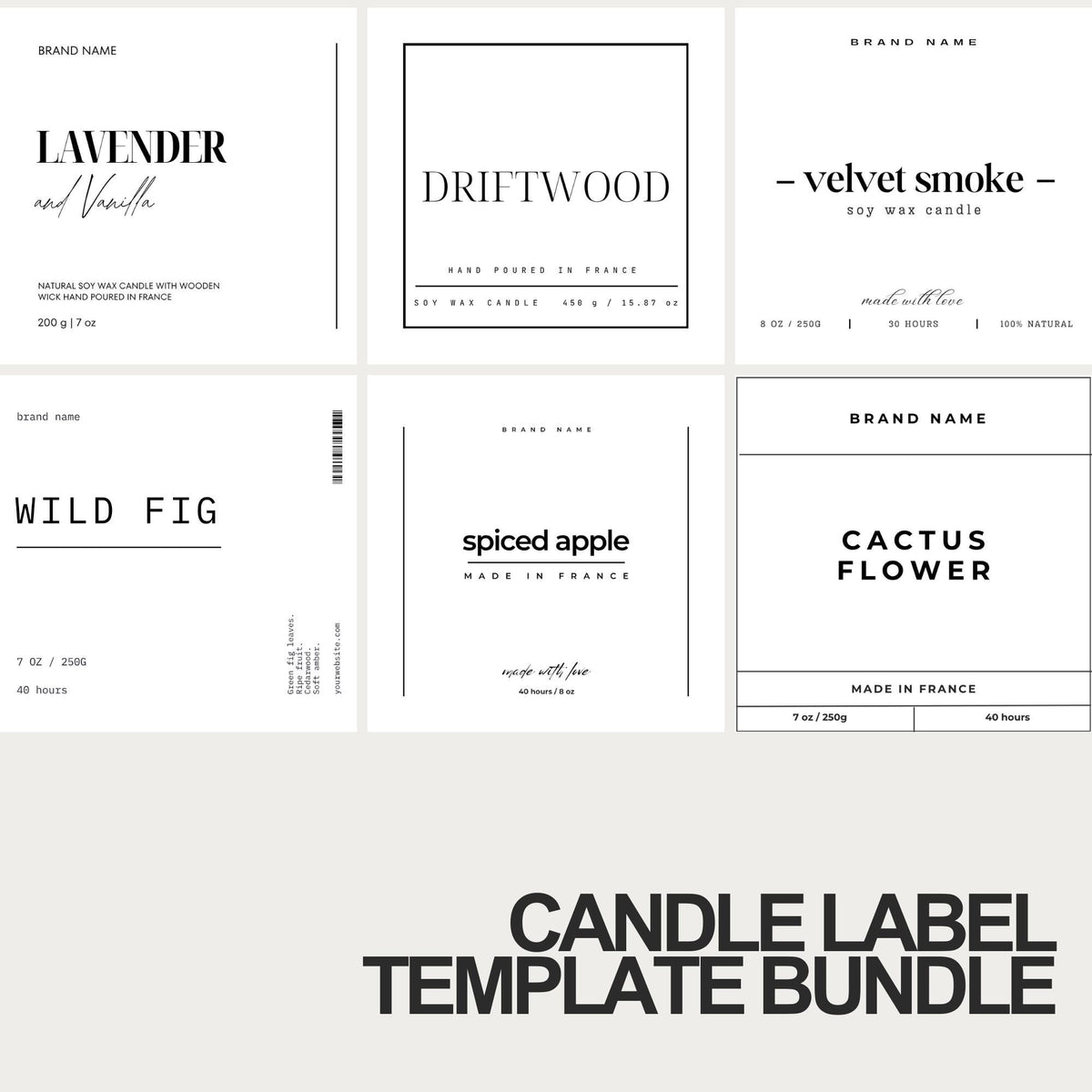 Editable Candle Label Bundle, Custom Candle Labels, Canva Label Template, Modern Candle Label Design, Candle Sticker for Minimalist Business