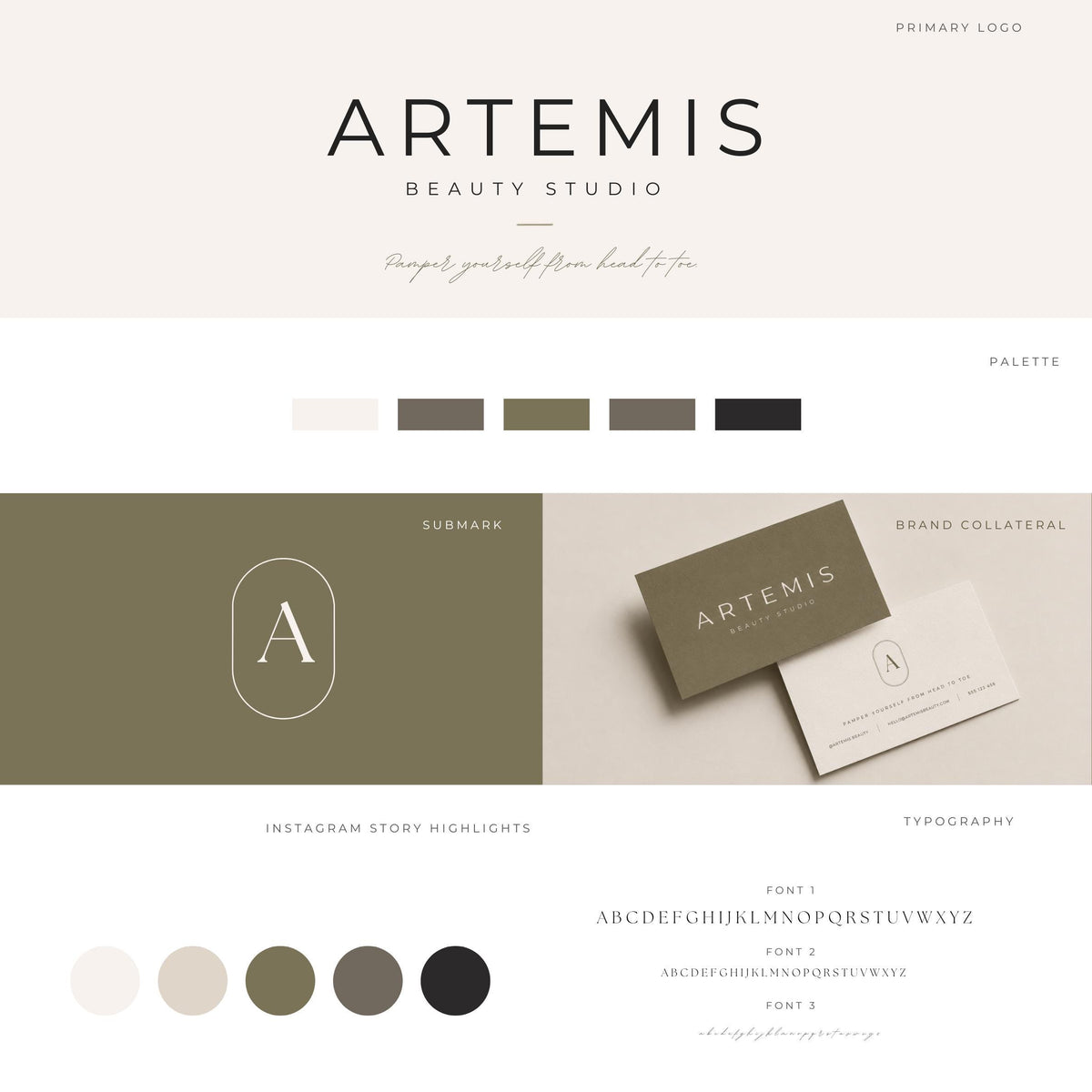 Semi-Custom Branding Package : Customizable Logo, Submark, Brand Board & Assets | Brand Identity