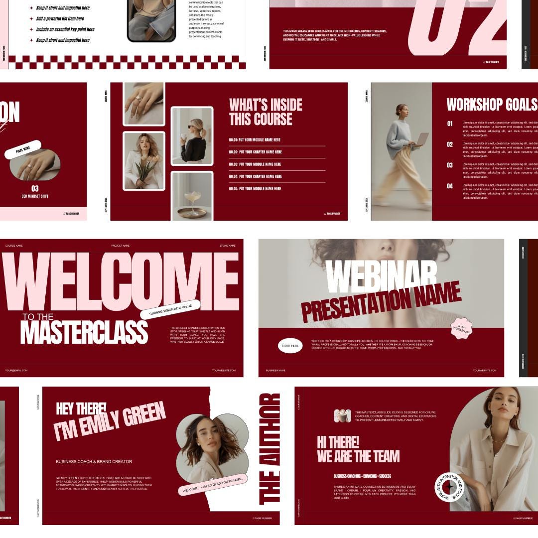 Canva Slide Deck Template for Coaches | Done-For-You Masterclass Presentation, Webinar Slides | Launch Your Course Without Hiring a Designer
