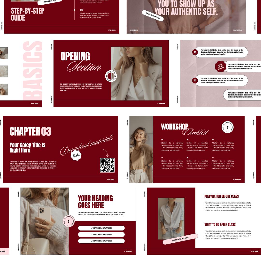 Masterclass Slide Deck Template | Workshop Presentation | Webinar Slides Canva Template | Business Training, Course Creator, Coaching Kit