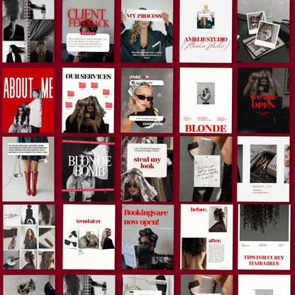 Hairstylist Instagram Templates, Canva Social Media Content (1080 x 1350 px)