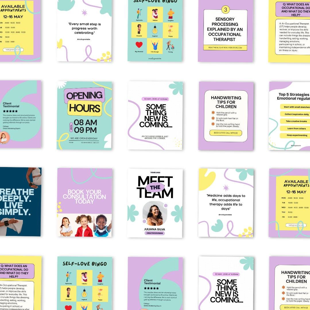 Occupational Therapist Instagram Post Templates | OT Social Media (Canva) OT Branding