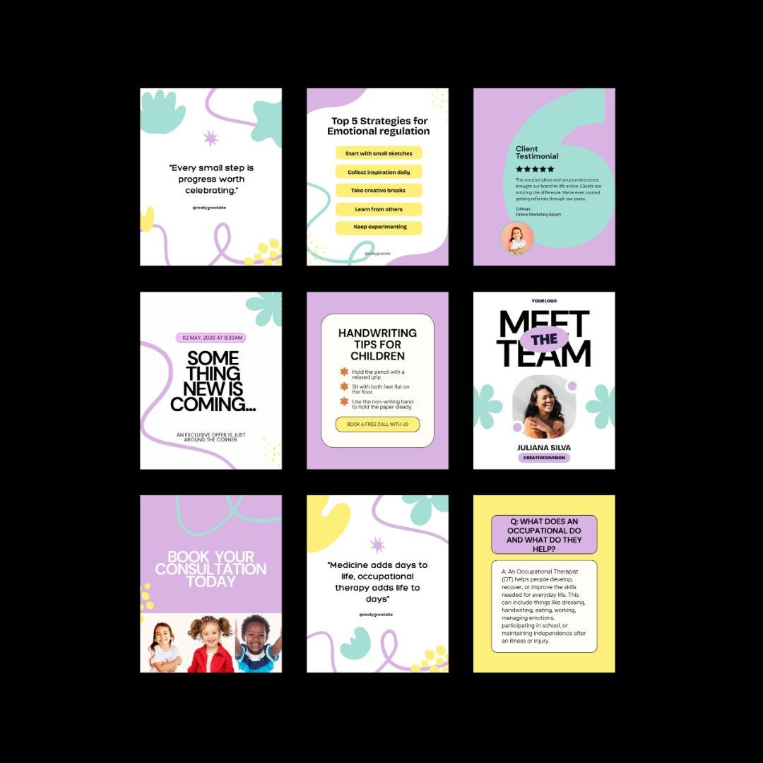Occupational Therapist Instagram Post Templates | OT Social Media (Canva) OT Branding