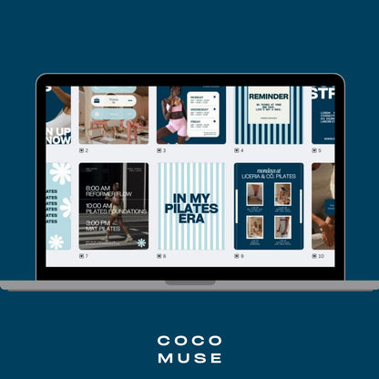Pilates Instagram Templates | Studio & Instructor Social Media (Canva) Blue