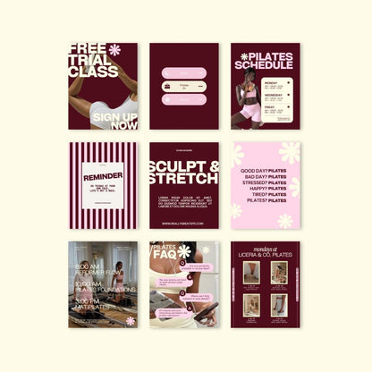 Pilates Instagram Templates | Studio & Instructor Social Media (Canva)