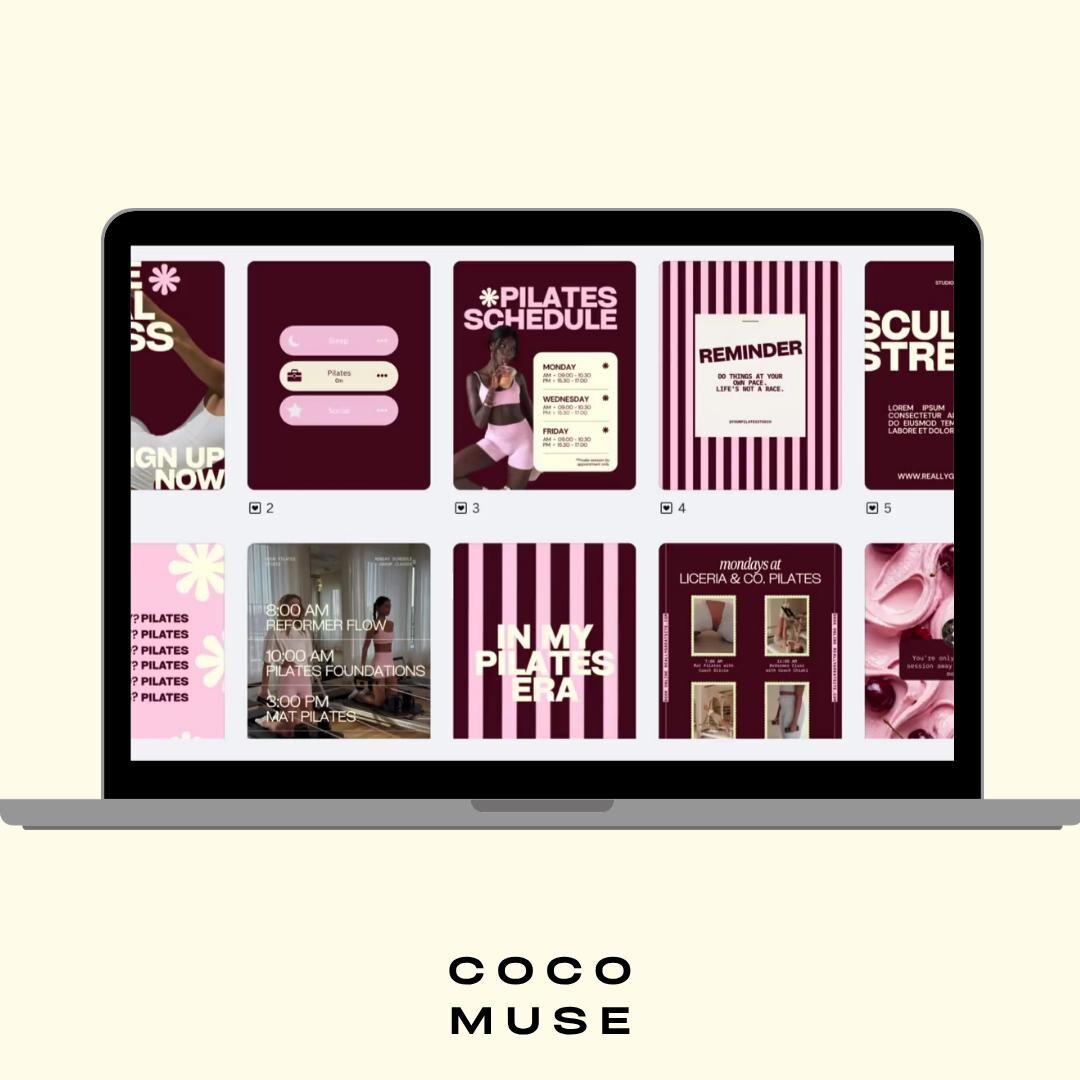 Pilates Instagram Templates | Studio & Instructor Social Media (Canva)