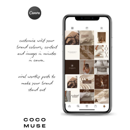 Yoga Teacher Instagram Templates | Neutral Canva Social Media Posts (Editable)