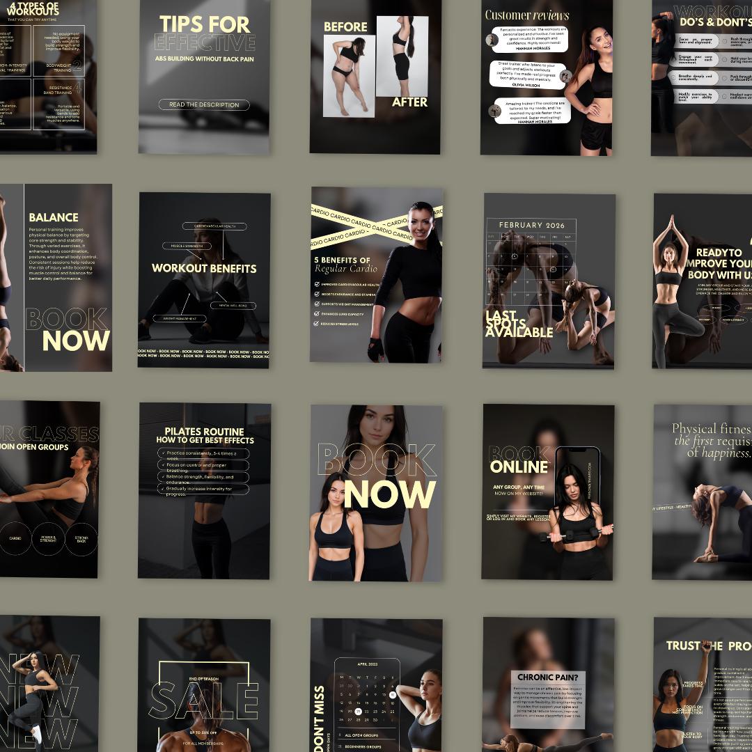 Templates for Fitness Coaches, Personal Trainer Canva Instagram and Story Pack