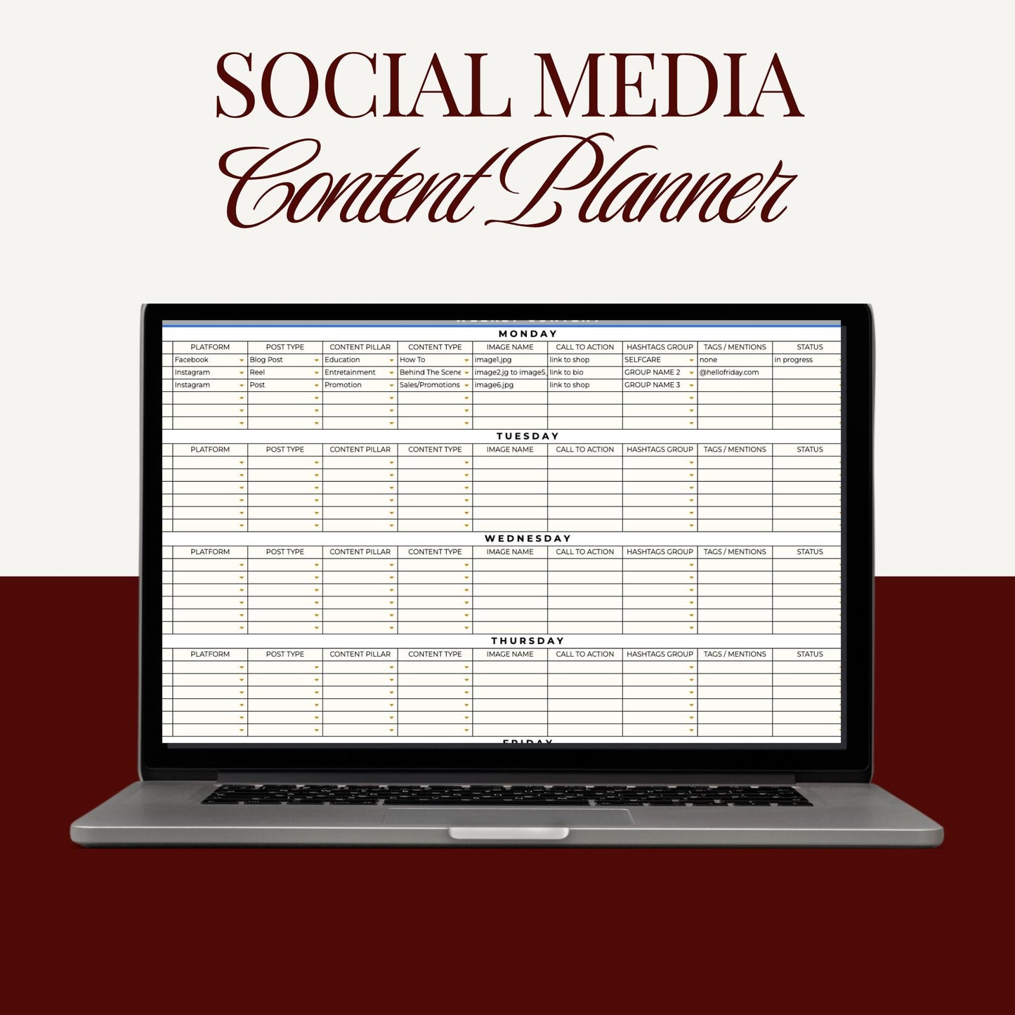 Content Planner Google Sheets - preview 2
