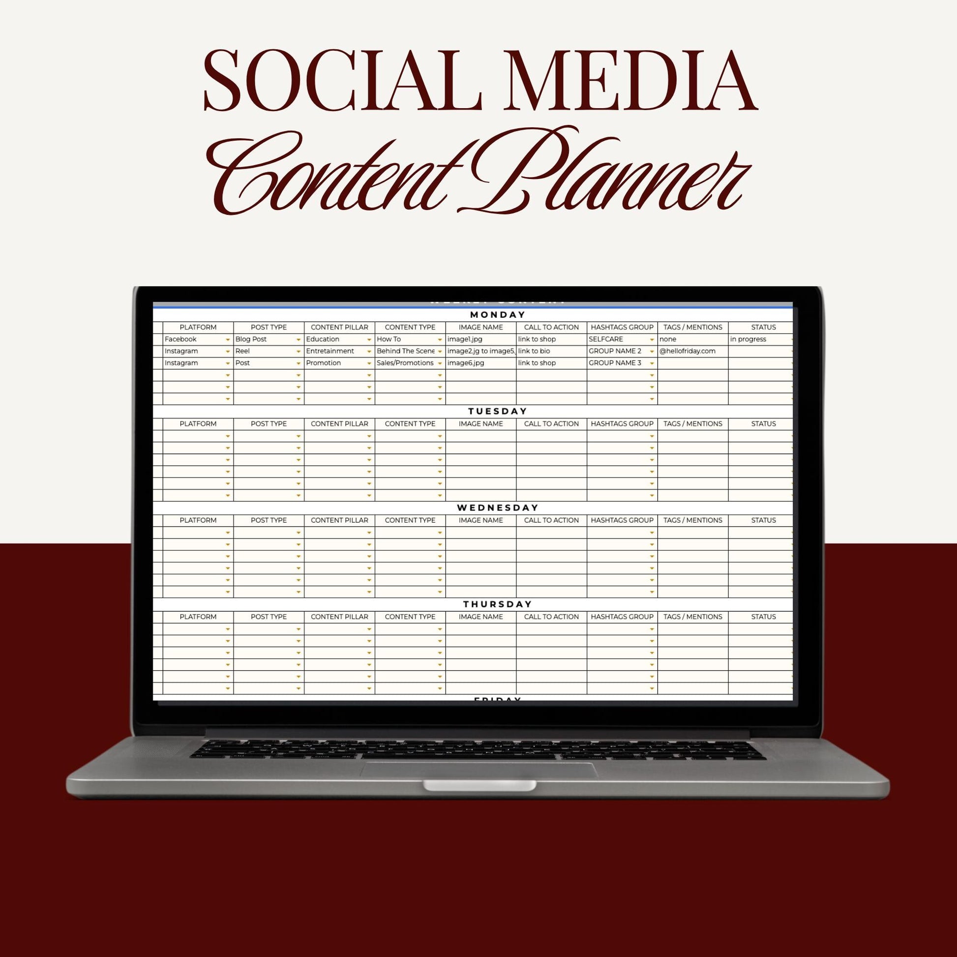 Content Planner Google Sheets - preview 2