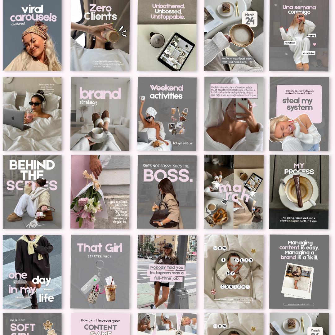 Pink Grey Aesthetic Instagram Coaching Templates