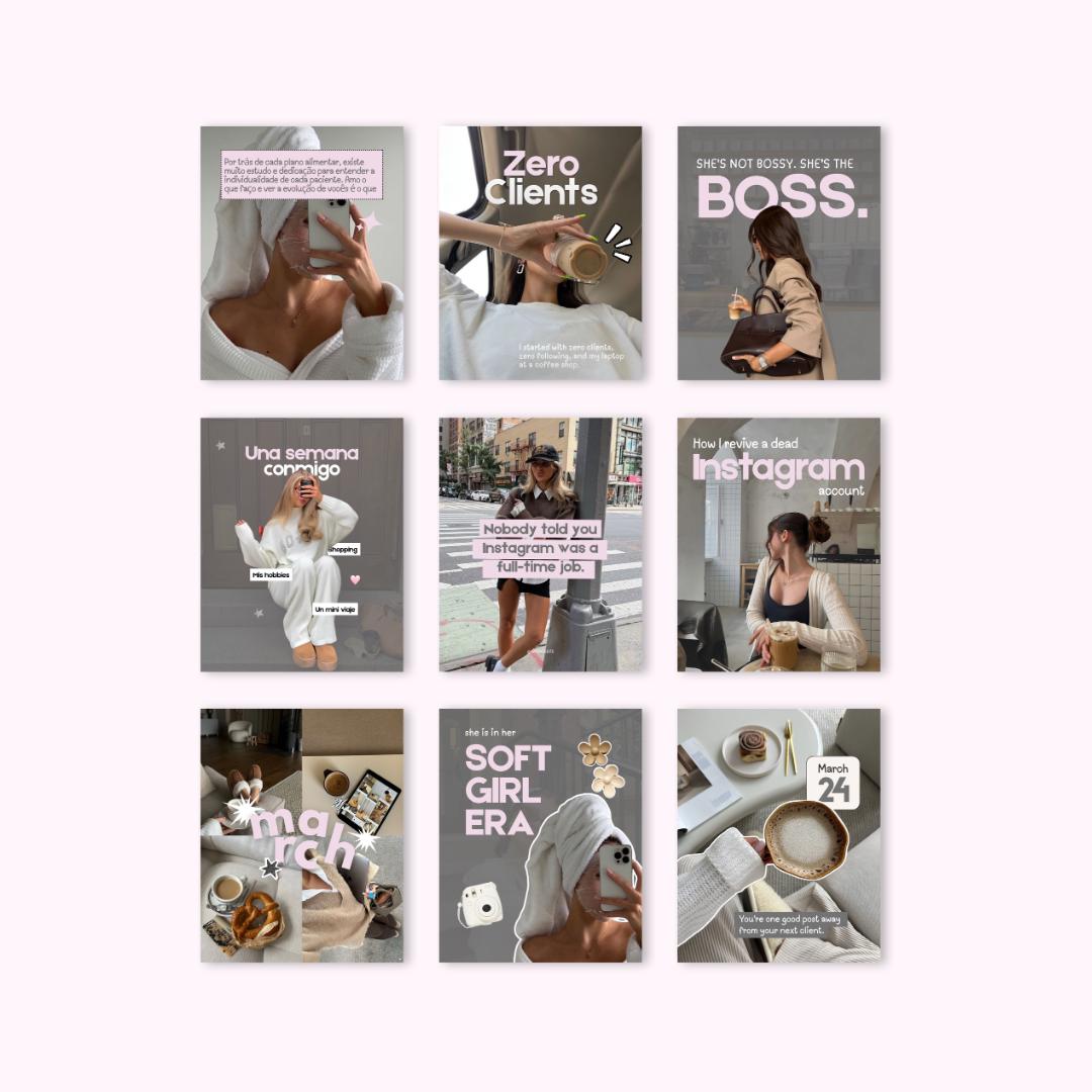 Pink Grey Aesthetic Instagram Coaching Templates - preview 3