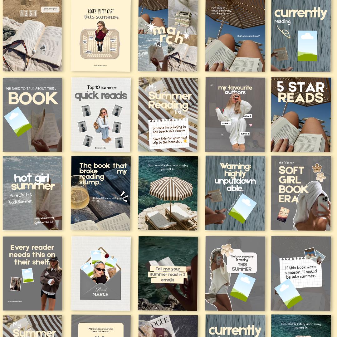 Summer Bookstagram Bundle Book Review Canva Template Book - preview 6