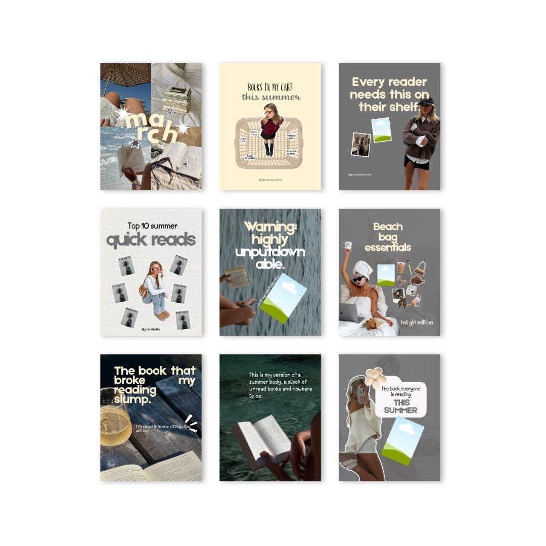 Summer Bookstagram Bundle Book Review Canva Template Book - preview 4