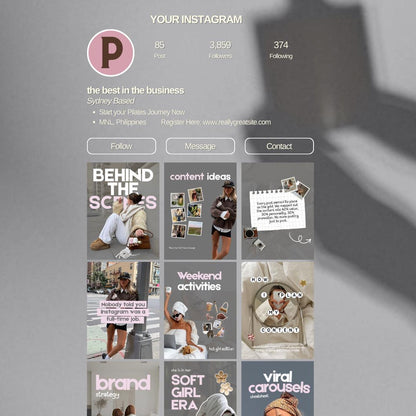 Pink Grey Aesthetic Instagram Coaching Templates - preview 9