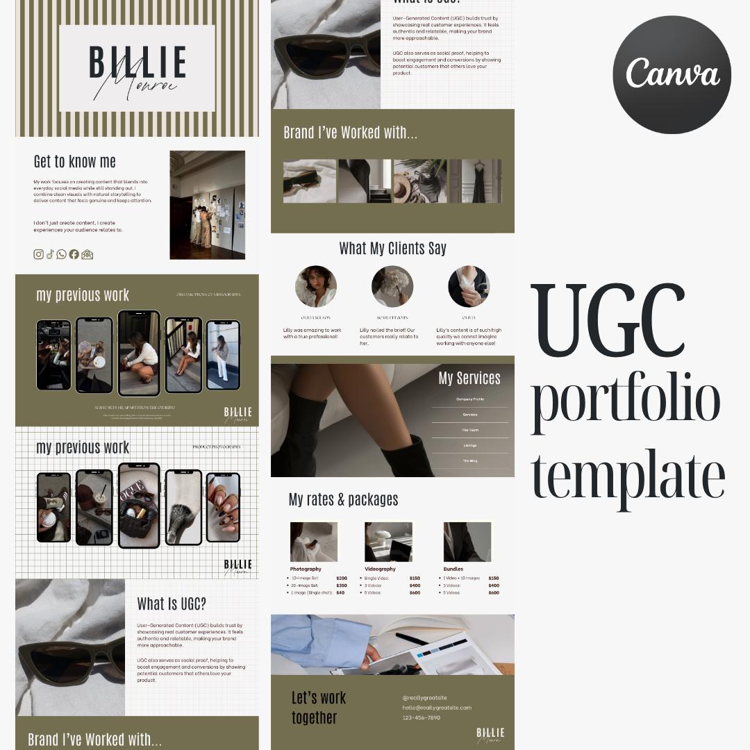 Green Stripe UGC Portfolio Template Canva