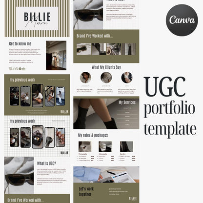 Green Stripe UGC Portfolio Template Canva