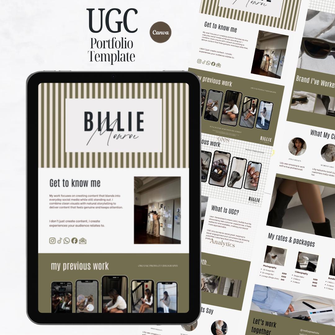 Green Stripe UGC Portfolio Template Canva - preview 2