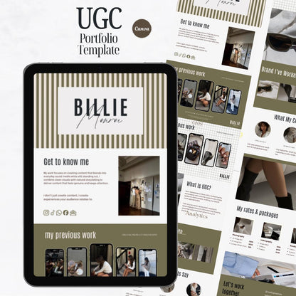 Green Stripe UGC Portfolio Template Canva - preview 2