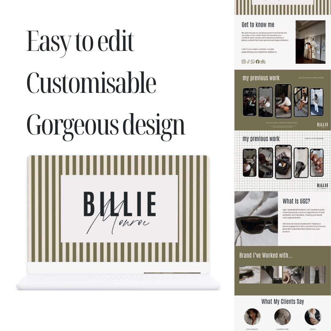 Green Stripe UGC Portfolio Template Canva - preview 4