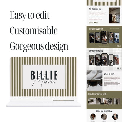 Green Stripe UGC Portfolio Template Canva - preview 4