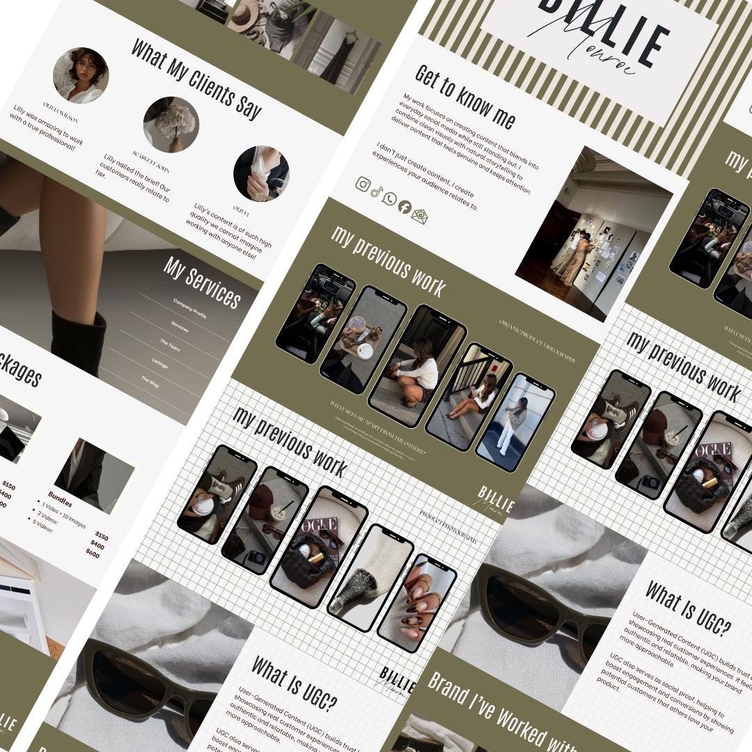 Green Stripe UGC Portfolio Template Canva - preview 3