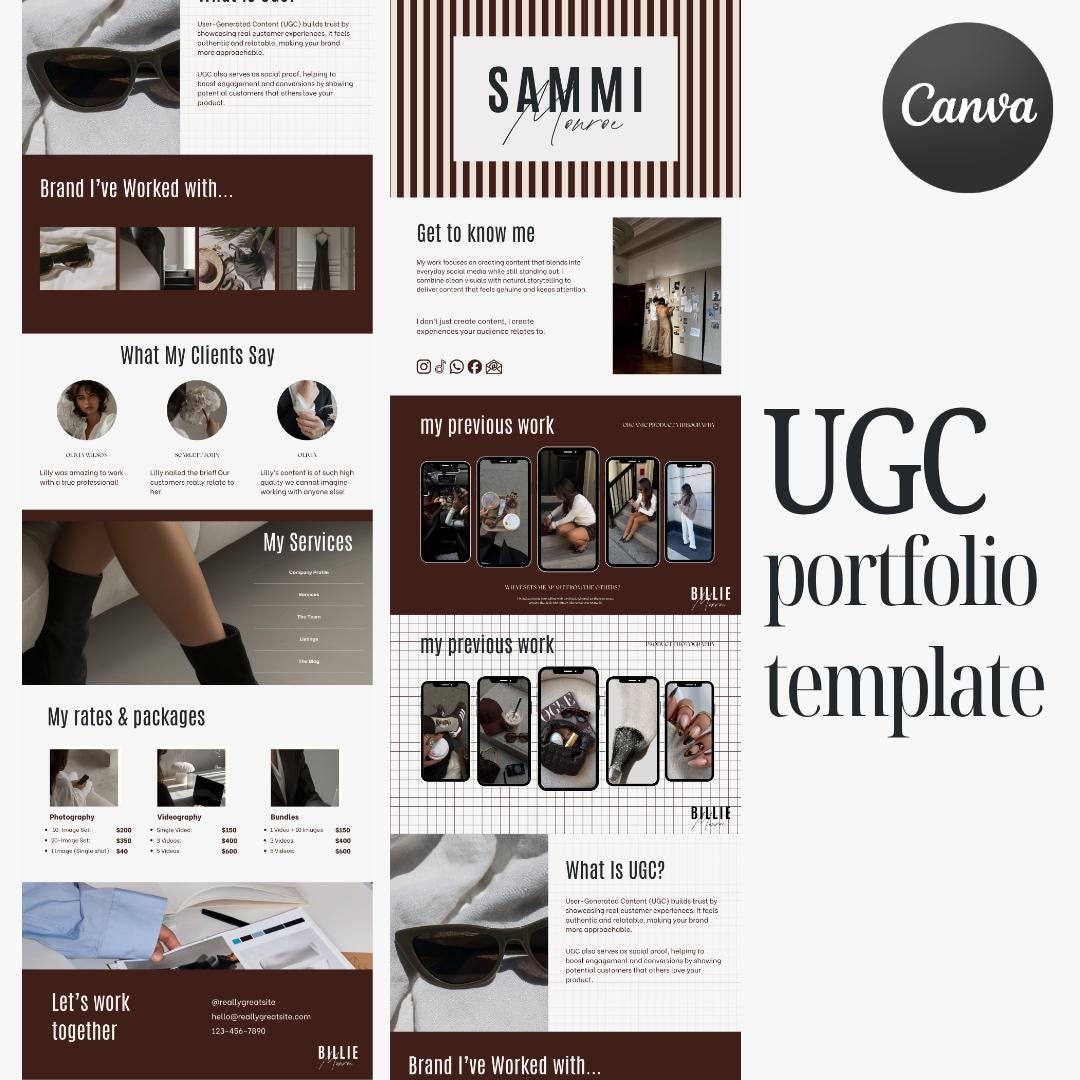 Mocha UGC Portfolio Template Canva - preview 3