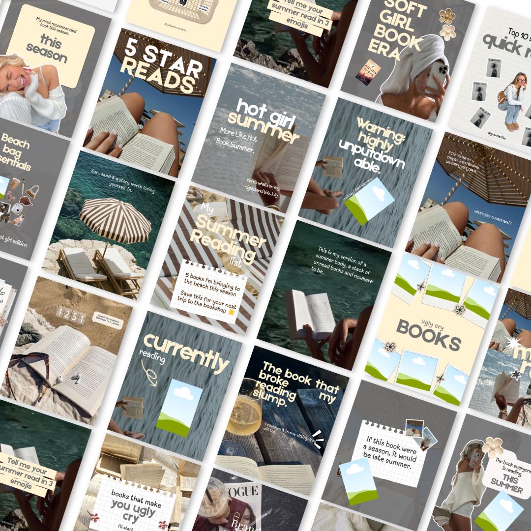 Summer Bookstagram Bundle Book Review Canva Template Book