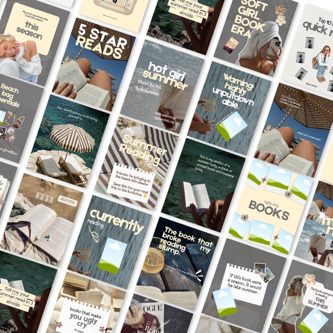 Summer Bookstagram Bundle Book Review Canva Template Book - preview 7