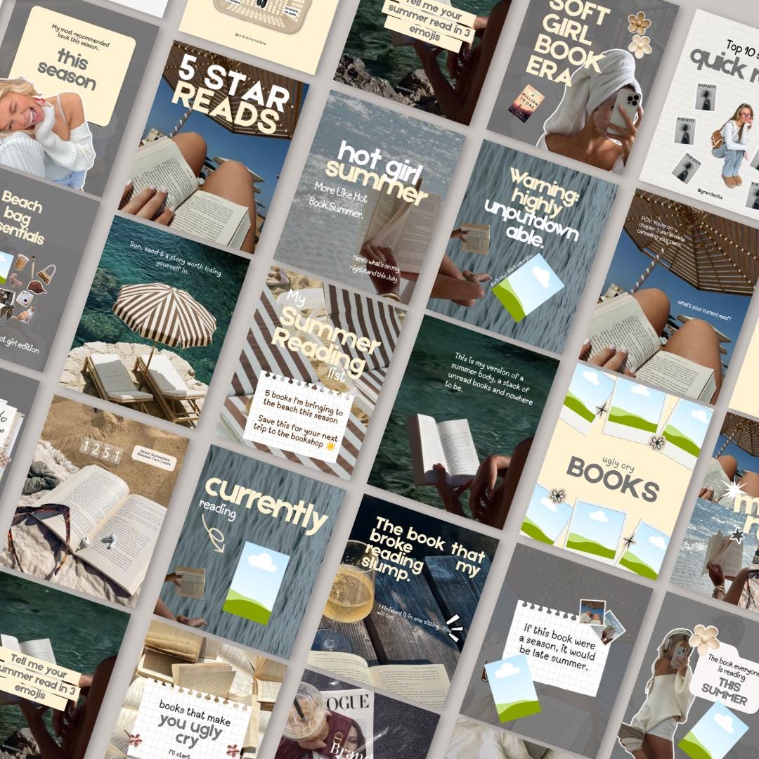 Summer Bookstagram Bundle Book Review Canva Template Book - preview 8