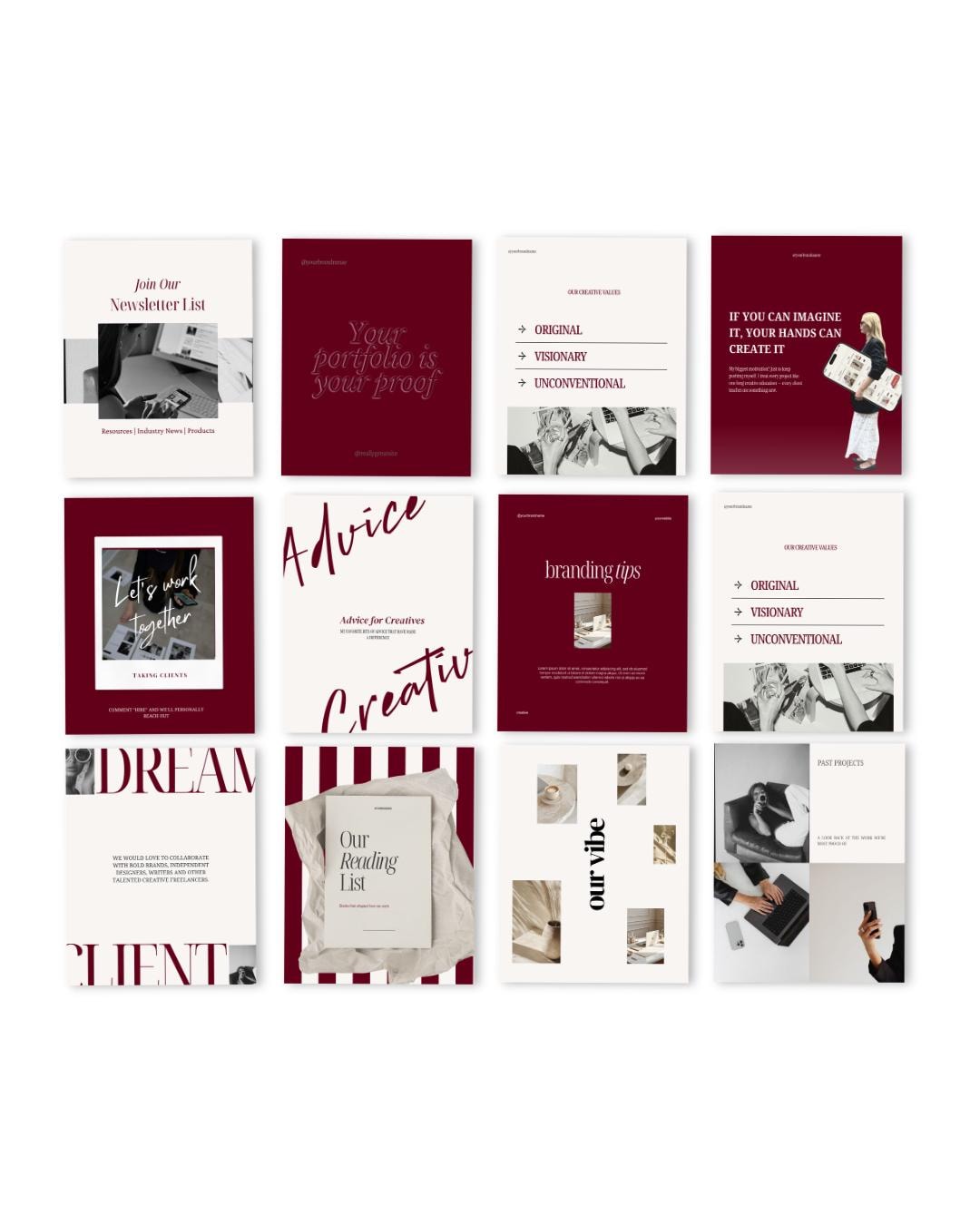 Burgendy Instagram Carousel Templates Canva Editable