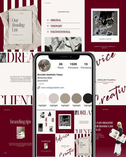Burgendy Instagram Carousel Templates Canva Editable - preview 3