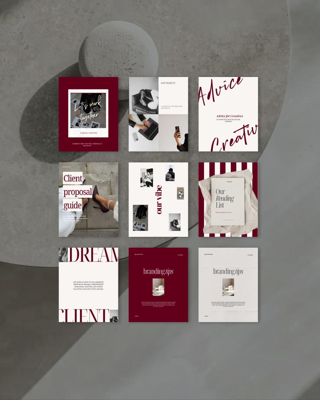 Burgendy Instagram Carousel Templates Canva Editable - preview 2