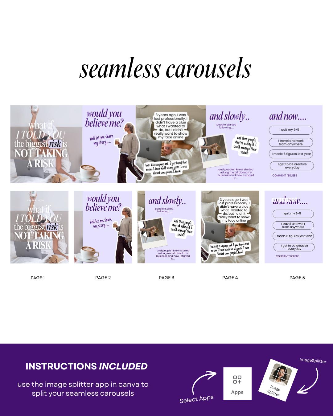 Seamless Purple Carousel Templates – Canva Social Media - preview 2