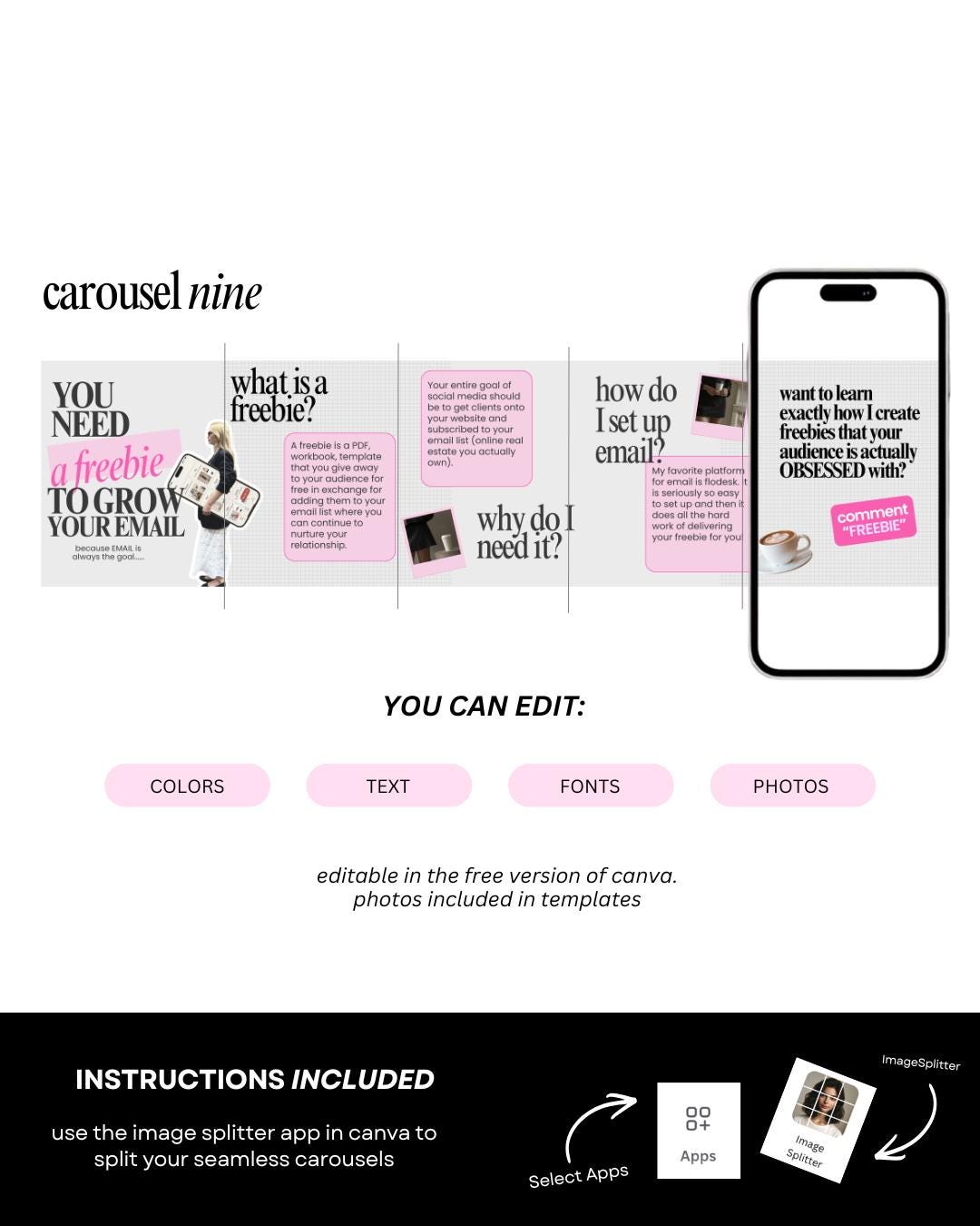 Pink Social Media Carousel Templates - preview 7