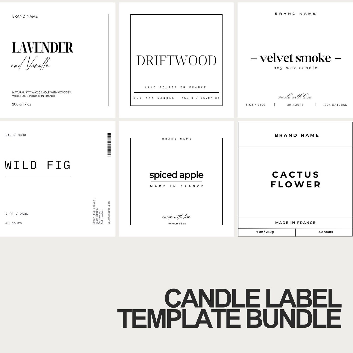 Editable Candle Label Bundle