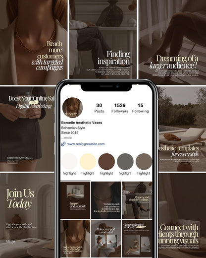 120 Brown Aesthetic SMM Coaching Instagram Templates - preview 3