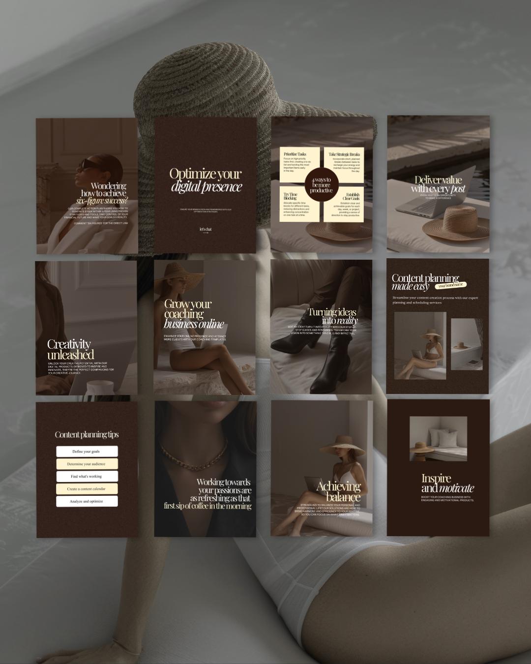 120 Brown Aesthetic SMM Coaching Instagram Templates - preview 5