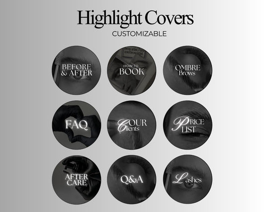 Minimalist Instagram Highlight Covers for Lash & Brow Tech: