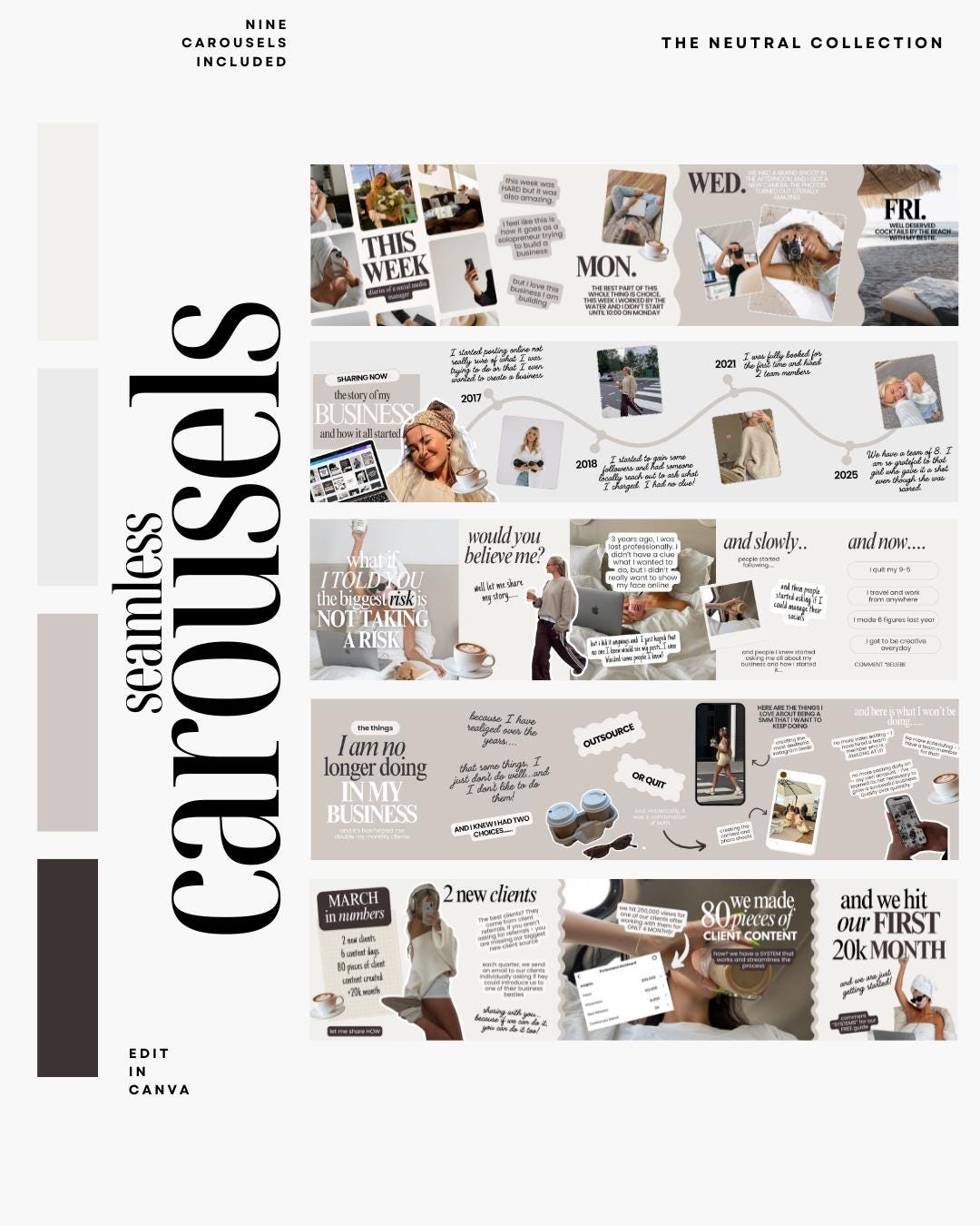Seamless Instagram Carousel Post Templates - Social Media