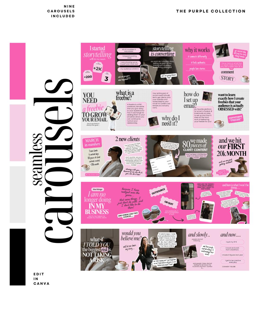 Pink Social Media Carousel Templates