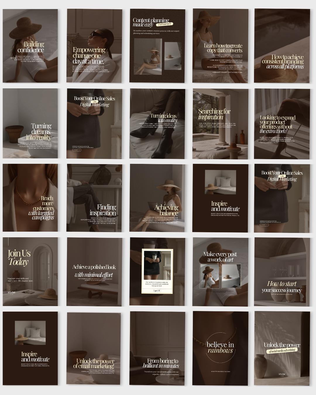 120 Brown Aesthetic SMM Coaching Instagram Templates
