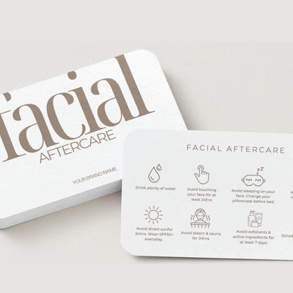 Facial Aftercare Cards | Skincare After Treatment Care Card