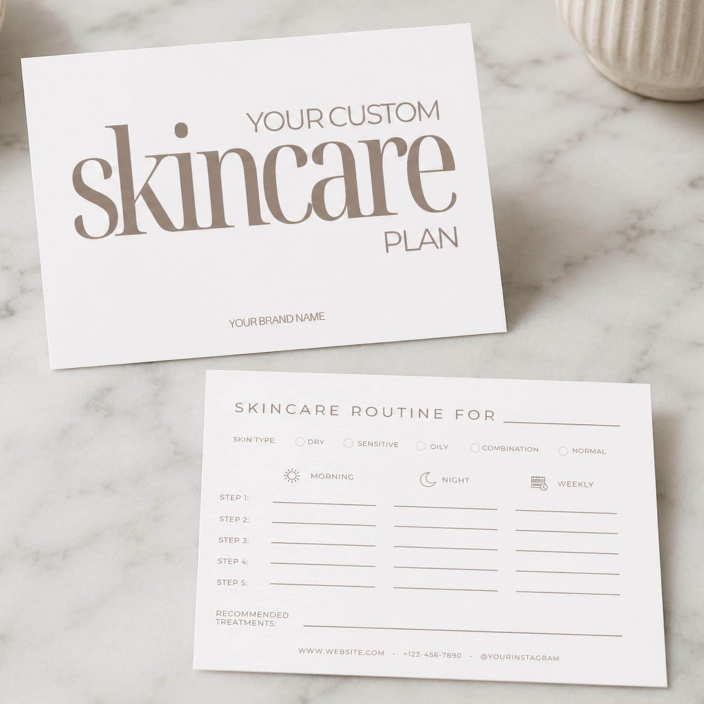 Editable Skincare Routine Card for Estheticians And
