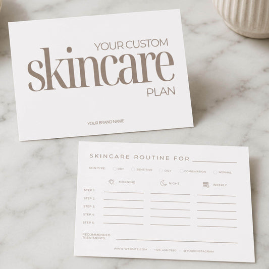 Editable Skincare Routine Card for Estheticians And